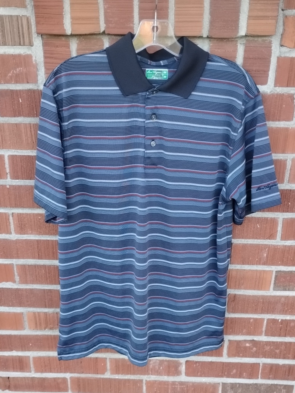 Hogan Men’s Striped Polo Shirt in Grey, Black and Red Accents